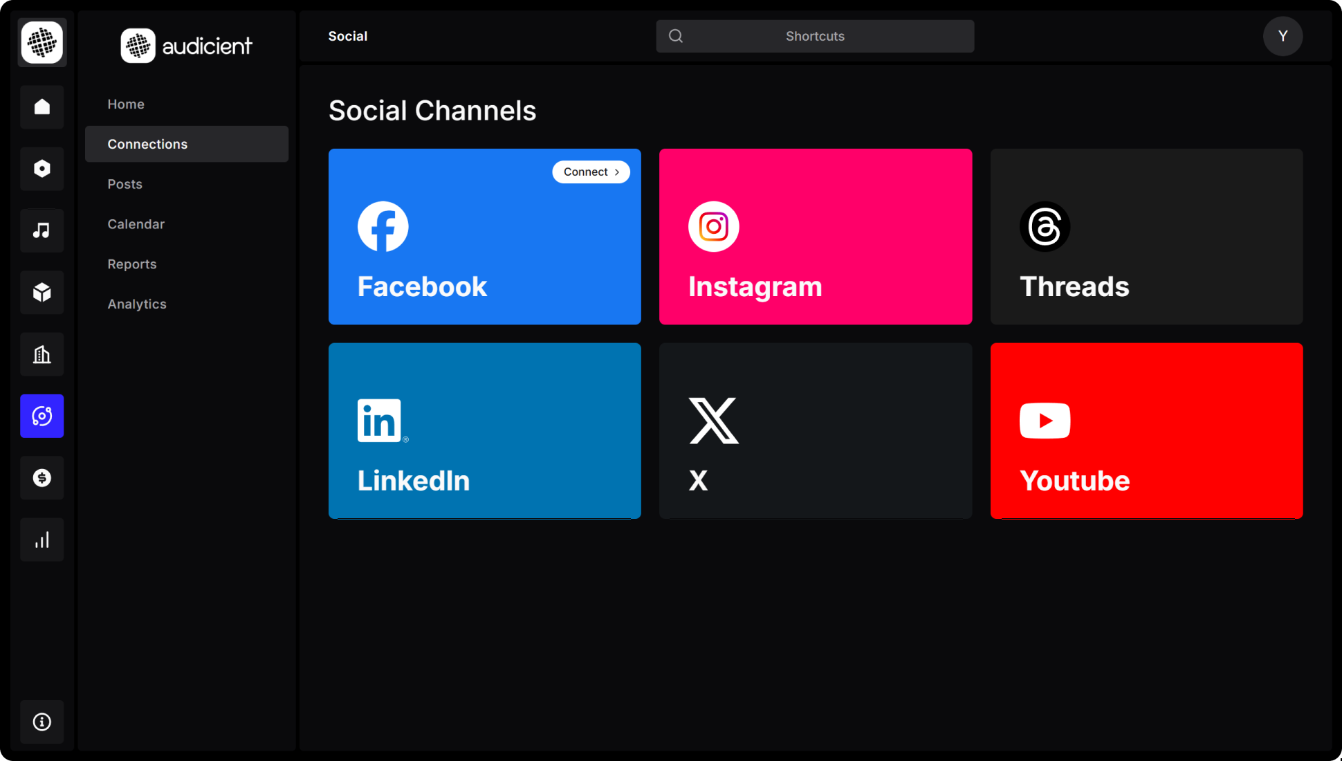 Social media management platform for scheduling posts across Instagram, Facebook, X, YouTube, and TikTok