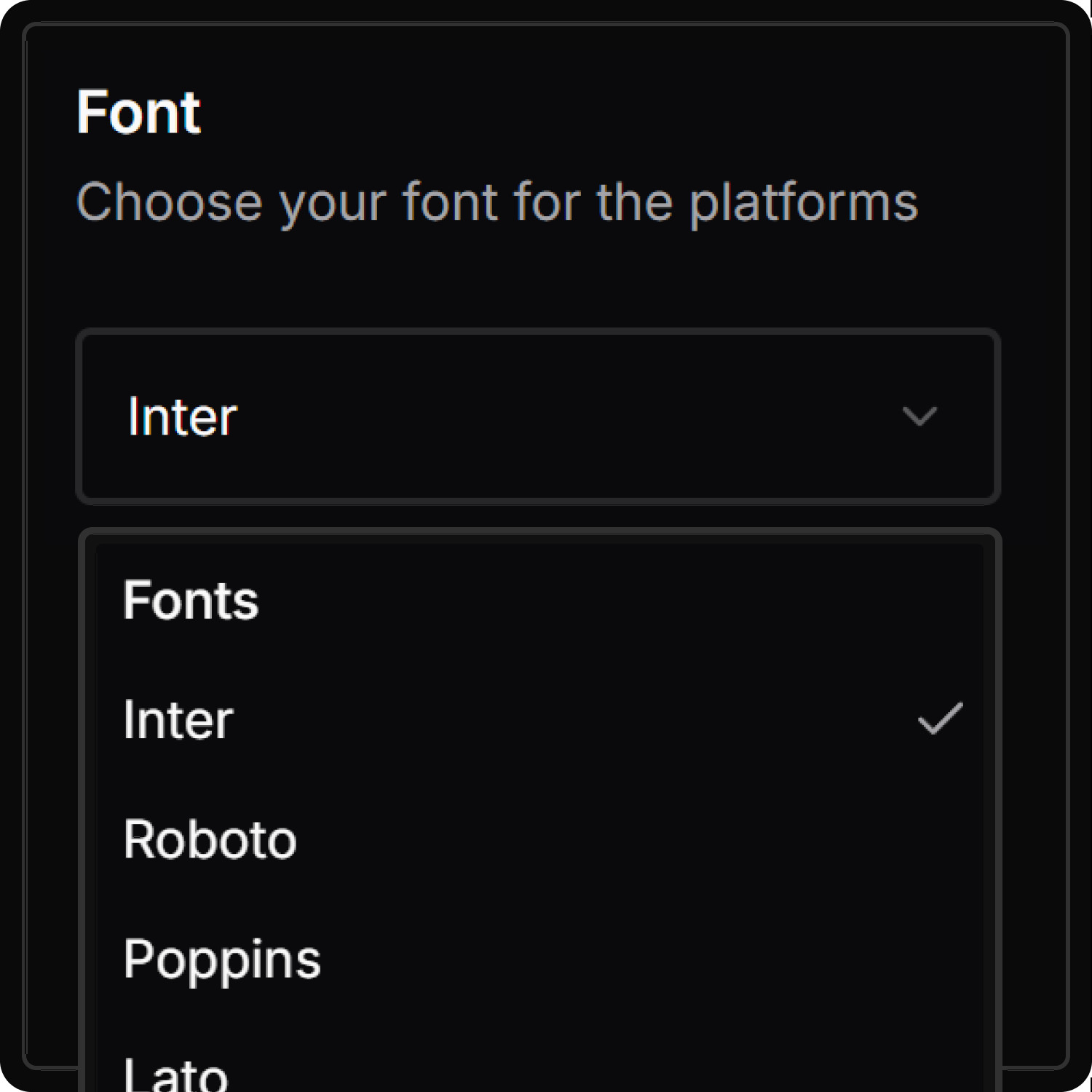 Typography and font selection interface with Google Fonts integration